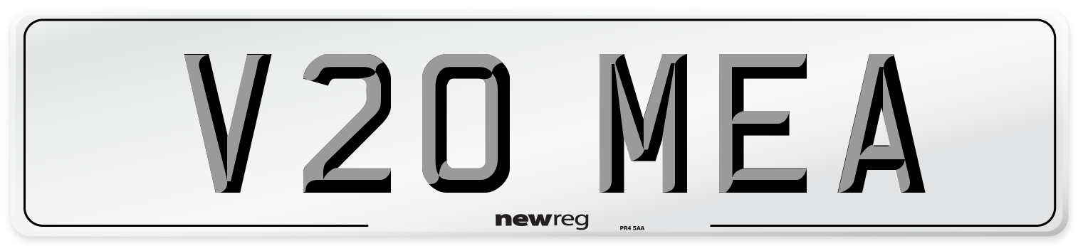 V20 MEA Number Plate from New Reg